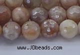 CMS1302 15.5 inches 8mm faceted round AB-color moonstone beads