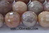 CMS1305 15.5 inches 14mm faceted round AB-color moonstone beads