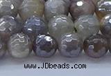 CMS1312 15.5 inches 8mm faceted round AB-color grey moonstone beads