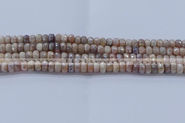 CMS1321 15.5 inches 4*6mm faceted rondelle AB-color moonstone beads