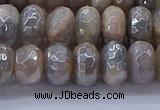 CMS1333 15.5 inches 6*10mm faceted rondelle AB-color grey moonstone beads