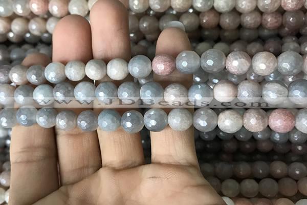 CMS1457 15.5 inches 8mm faceted round AB-color moonstone beads