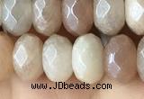 CMS1479 15.5 inches 5*8mm faceted rondelle AB-color moonstone beads