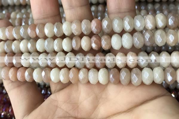 CMS1479 15.5 inches 5*8mm faceted rondelle AB-color moonstone beads