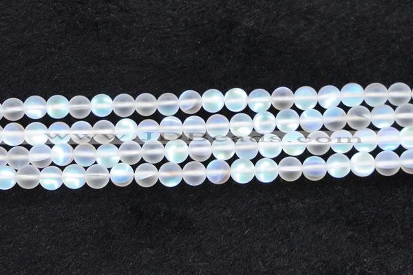 CMS1507 15.5 inches 8mm round matte synthetic moonstone beads