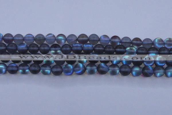 CMS1519 15.5 inches 12mm round matte synthetic moonstone beads