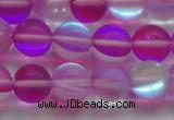 CMS1549 15.5 inches 12mm round matte synthetic moonstone beads