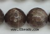 CMS155 15.5 inches 16mm faceted round natural grey moonstone beads