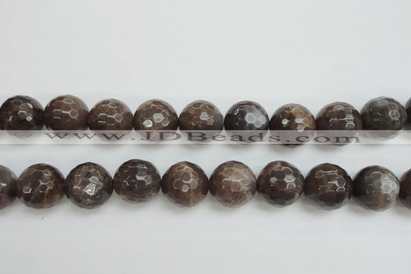 CMS155 15.5 inches 16mm faceted round natural grey moonstone beads