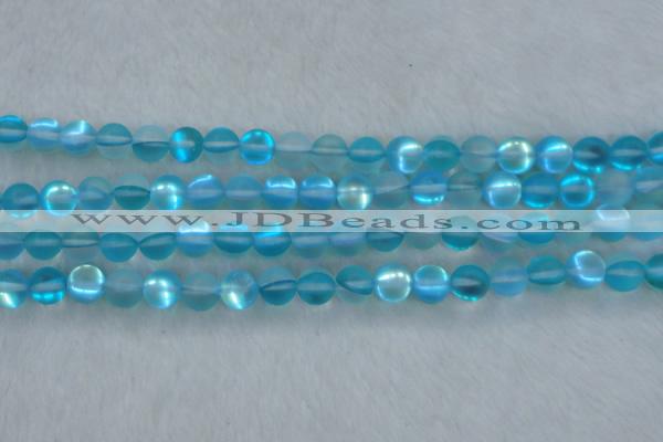 CMS1557 15.5 inches 8mm round matte synthetic moonstone beads