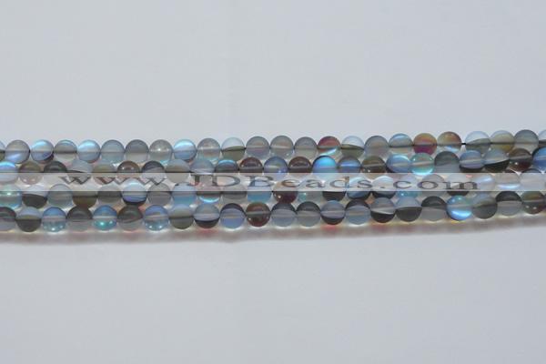 CMS1566 15.5 inches 6mm round matte synthetic moonstone beads