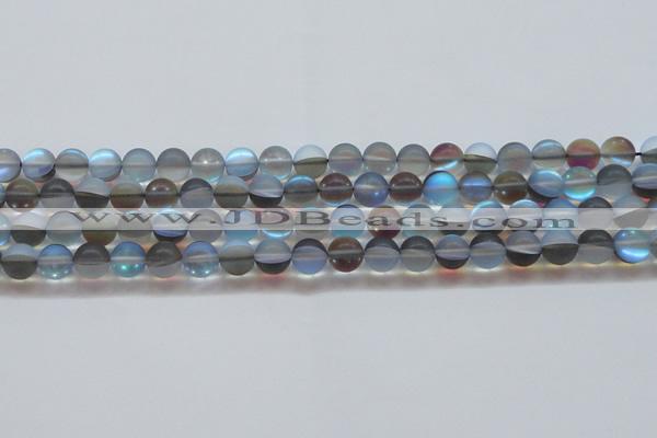 CMS1568 15.5 inches 10mm round matte synthetic moonstone beads