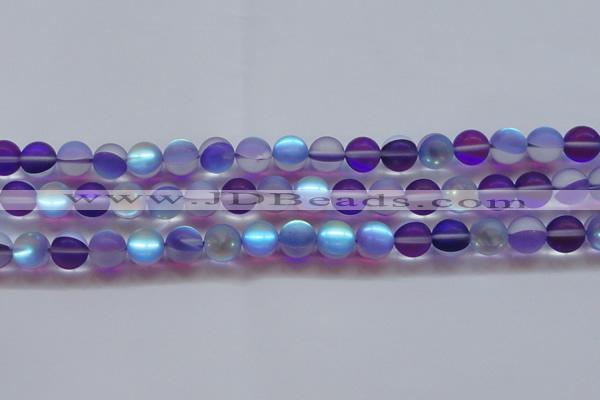 CMS1579 15.5 inches 12mm round matte synthetic moonstone beads