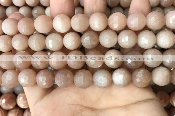 CMS1681 15.5 inches 12mm faceted round moonstone beads wholesale