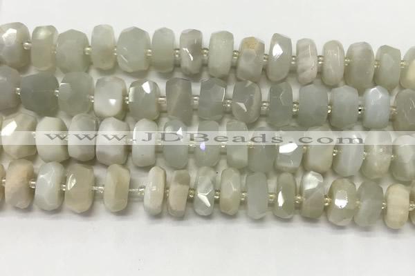 CMS1768 15.5 inches 6*10mm - 8*11mm faceted tyre moonstone beads