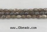 CMS1775 15.5 inches 8*12mm faceted rice AB-color moonstone beads