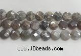 CMS1792 15.5 inches 16mm faceted coin AB-color moonstone beads