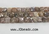 CMS1830 15.5 inches 14*14mm faceted square AB-color moonstone beads