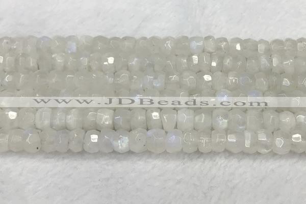 CMS1911 15.5 inches 5*8mm faceted rondelle white moonstone beads