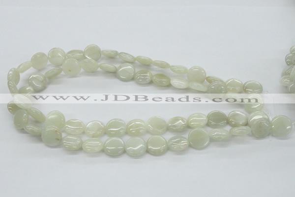 CMS210 15.5 inches 14mm flat round moonstone gemstone beads wholesale