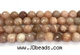 CMS2261 15 inches 12mm faceted round orange moonstone beads