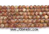 CMS2281 15 inches 8mm faceted round moonstone beads