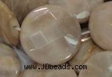 CMS48 15.5 inches 30mm faceted coin moonstone gemstone beads