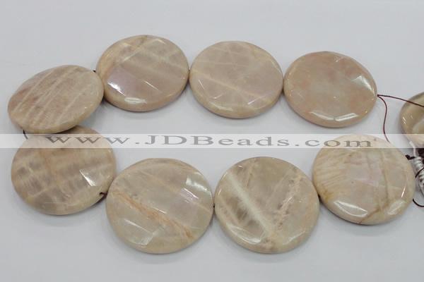 CMS50 15.5 inches 50mm faceted coin moonstone gemstone beads