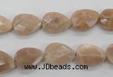 CMS53 15.5 inches 10*14mm faceted flat teardrop moonstone beads