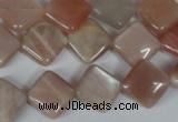 CMS530 15.5 inches 12*12mm diamond moonstone beads wholesale