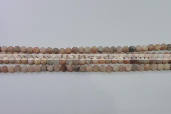 CMS601 15.5 inches 6mm round matte natural moonstone beads