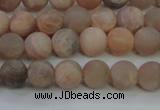 CMS602 15.5 inches 8mm round matte natural moonstone beads