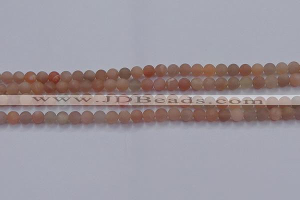 CMS611 15.5 inches 6mm round matte moonstone beads wholesale