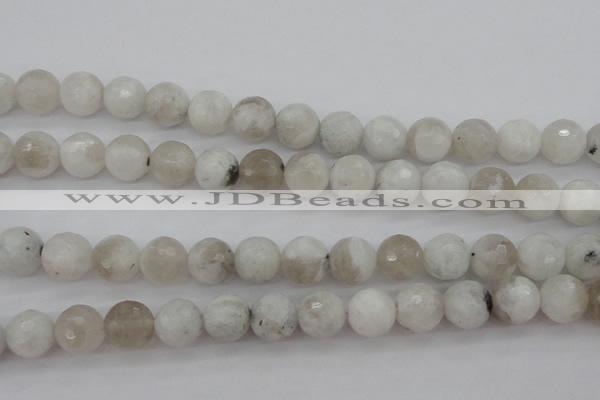 CMS803 15.5 inches 10mm faceted round white moonstone beads