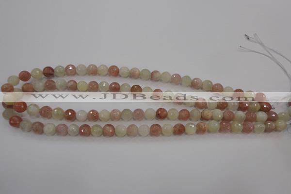 CMS871 15.5 inches 8mm faceted round moonstone gemstone beads