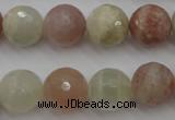 CMS882 15.5 inches 14mm faceted round moonstone gemstone beads