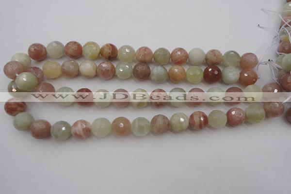 CMS882 15.5 inches 14mm faceted round moonstone gemstone beads