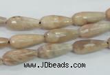 CMS90 15.5 inches 7*18mm faceted teardrop moonstone gemstone beads