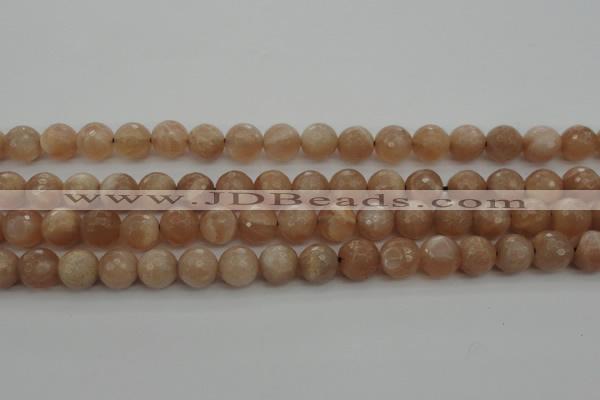 CMS942 15.5 inches 8mm faceted round A grade moonstone gemstone beads