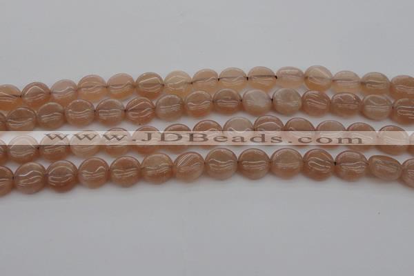 CMS956 15.5 inches 8mm flat round A grade moonstone beads