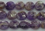 CNA1044 15.5 inches 10mm faceted coin dogtooth amethyst beads