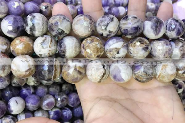 CNA1093 15.5 inches 18mm faceted round dogtooth amethyst beads