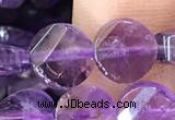 CNA1108 15.5 inches 8mm twisted & faceted coin amethyst beads