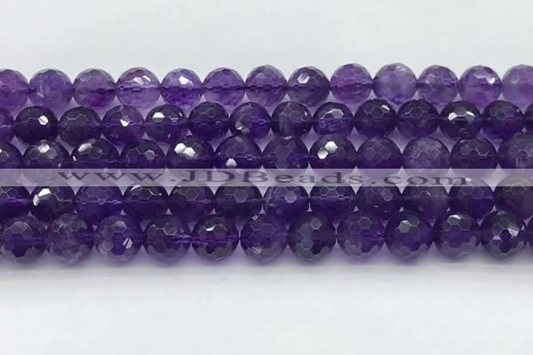 CNA1173 15.5 inches 10mm faceted round natural amethyst beads