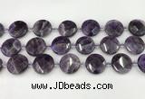 CNA1205 15.5 inches 20mm faceted coin amethyst gemstone beads