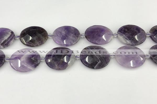 CNA1208 15.5 inches 25*30mm faceted oval amethyst gemstone beads