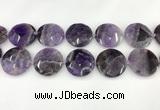 CNA1212 15.5 inches 40mm faceted coin amethyst gemstone beads