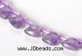 CNA21 8mm faceted triangle A- grade natural amethyst beads