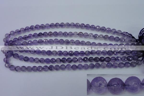 CNA252 15.5 inches 8mm faceted round natural amethyst beads