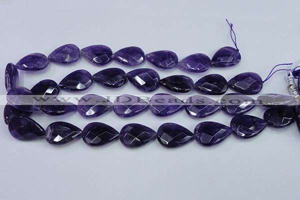 CNA264 15.5 inches 18*25mm faceted flat teardrop natural amethyst beads